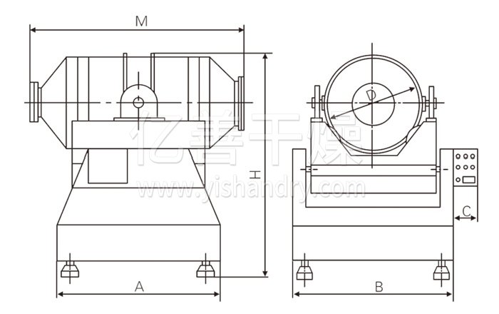 二维运动混合机结构示意图 二维运动混合机结构示意图